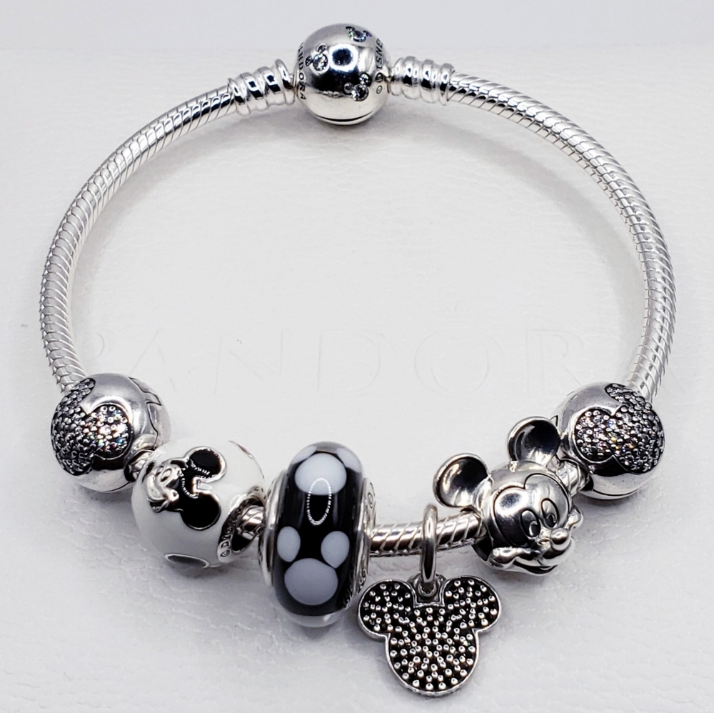 💫7pc Authentic Pandora DISNEY MICKEY BRACELET GIFT SET🎁